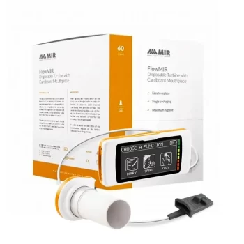 ספירומטר MIR SPIRODOC עם חיישן אוקסימטר ו-60 טורבינות FLOWMIR