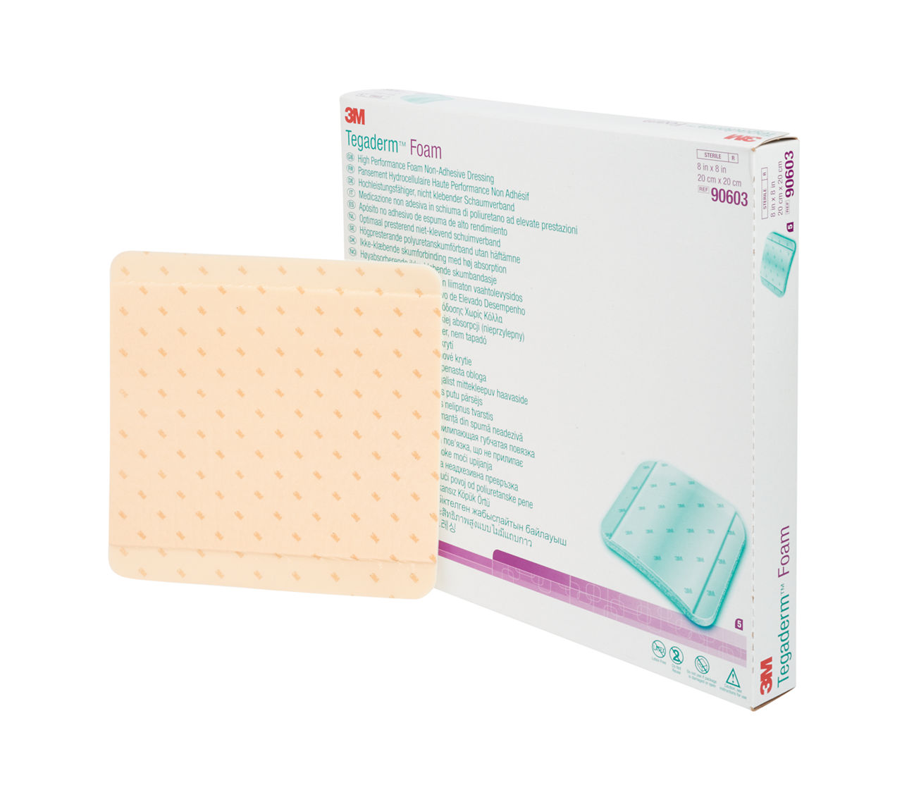 חבישת ספוג ללא הדבקה חרוצה 3M Tegaderm Foam 90604 8.8x8.8 ס״מ