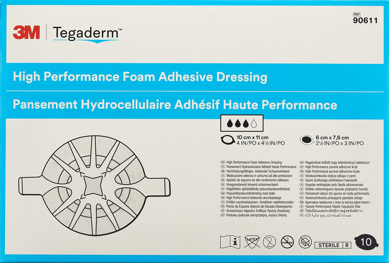 חבישת ספוג דביקה 3M Tegaderm Foam 90611 אובלית 10x11 ס״מ