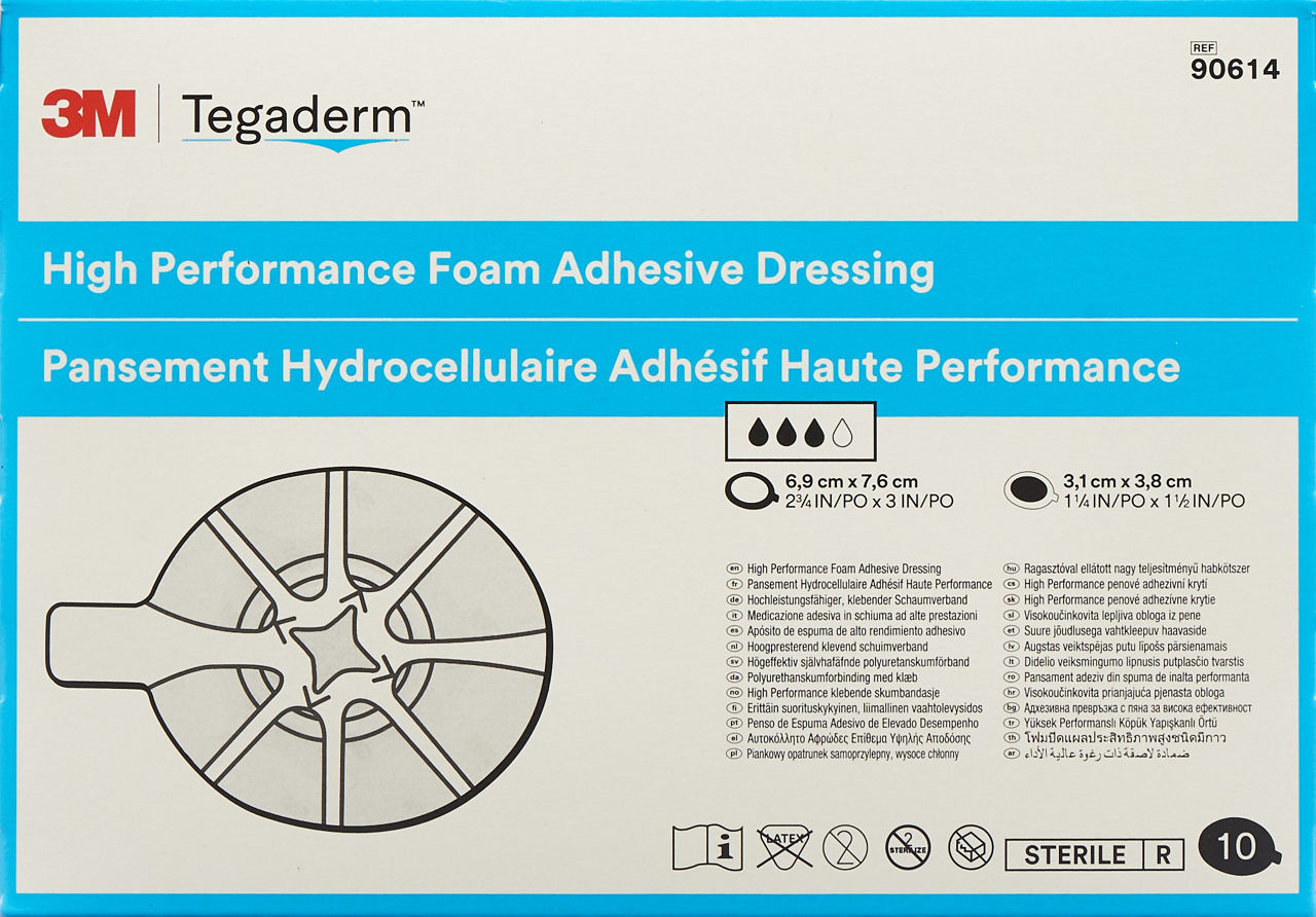 חבישת ספוג דביקה 3M Tegaderm Foam 90614 אובלית 6.9x7.6 ס״מ