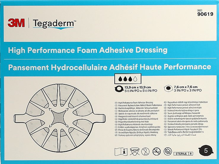 חבישת ספוג דביקה 3M Tegaderm Foam 90619 עגולה 13.9x13.9 ס״מ